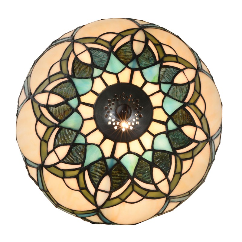 LumiLamp Lampe de table Tiffany Ø 25x42 cm Beige Bleu Verre