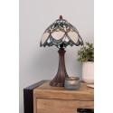 LumiLamp Lampe de table Tiffany Ø 25x42 cm Beige Bleu Verre