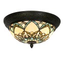 LumiLamp Ceiling Lamp Tiffany Ø 37x19 cm Beige Blue Glass