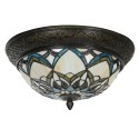 LumiLamp Ceiling Lamp Tiffany Ø 37x19 cm Beige Blue Glass