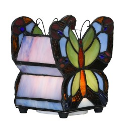 LumiLamp Lampada da tavolo Tiffany Farfalla 15x8x13 cm LED Blu Vetro