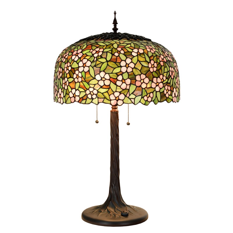 LumiLamp Tiffany Tischlampe Ø 46x72 cm Grün Rosa Glas