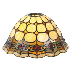 LumiLamp Abat-jour Tiffany Ø 25x15 cm Beige Rouge Verre Triangle