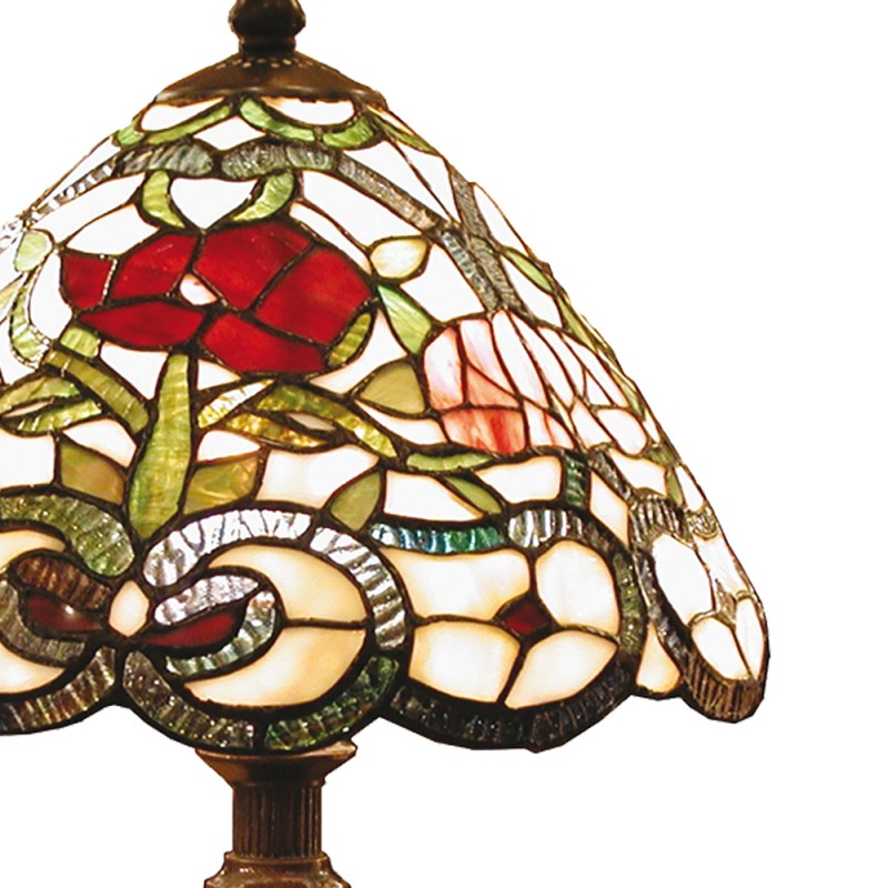 Lumilamp Tiffany Tischlampe Ø 32x47 cm Beige Grün Glas Rose
