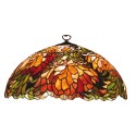 LumiLamp Abat-jour Tiffany Ø 50x24 cm Rouge Vert Verre Demi-cercle Fleurs