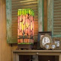LumiLamp Tiffany Tischlampe 18x18x45 cm  Rot Grün Glas Rechteck Libelle