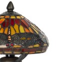LumiLamp Lampe de table Tiffany Ø 22x21 cm  Marron Rouge Verre Libellule