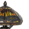 LumiLamp Lampe de table Tiffany Ø 22x21 cm  Marron Rouge Verre Libellule