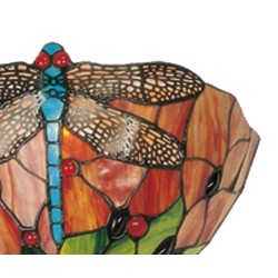 LumiLamp Applique murale Tiffany 30x15x20 cm  Rouge Vert Verre Triangle Libellule
