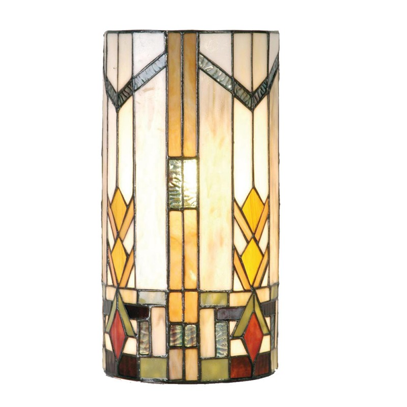 LumiLamp Wall Light Tiffany 20x11x36 cm  Beige Green Glass Semicircle