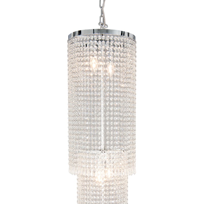 LumiLamp Kroonluchter  Ø 30x185/245 cm Zilverkleurig Ijzer Glas Driehoek