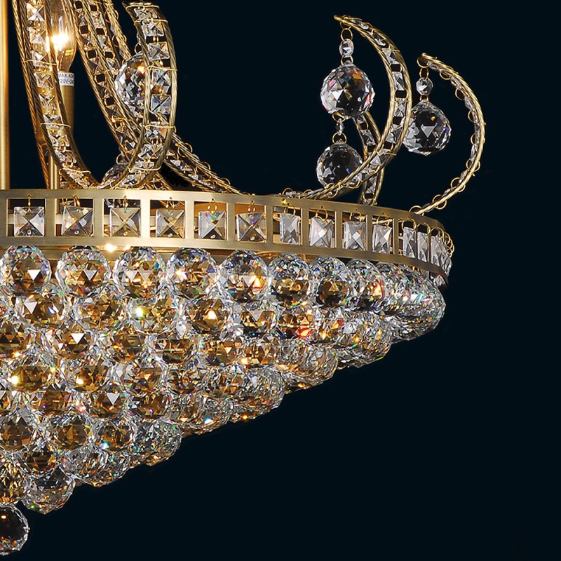 LumiLamp Chandelier Ø 80x60/182 cm  Gold colored Iron Glass