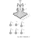 LumiLamp Kroonluchter  60-180 x Ø50 cm Transparant Ijzer Glas