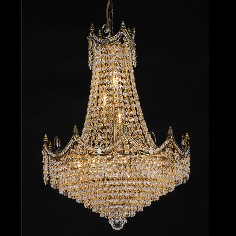 LumiLamp Kronleuchter Ø 50x75/190 cm  Goldfarbig Eisen Glas