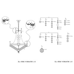Lumilamp Chandelier Ø 50x75/190 cm Gold colored Iron