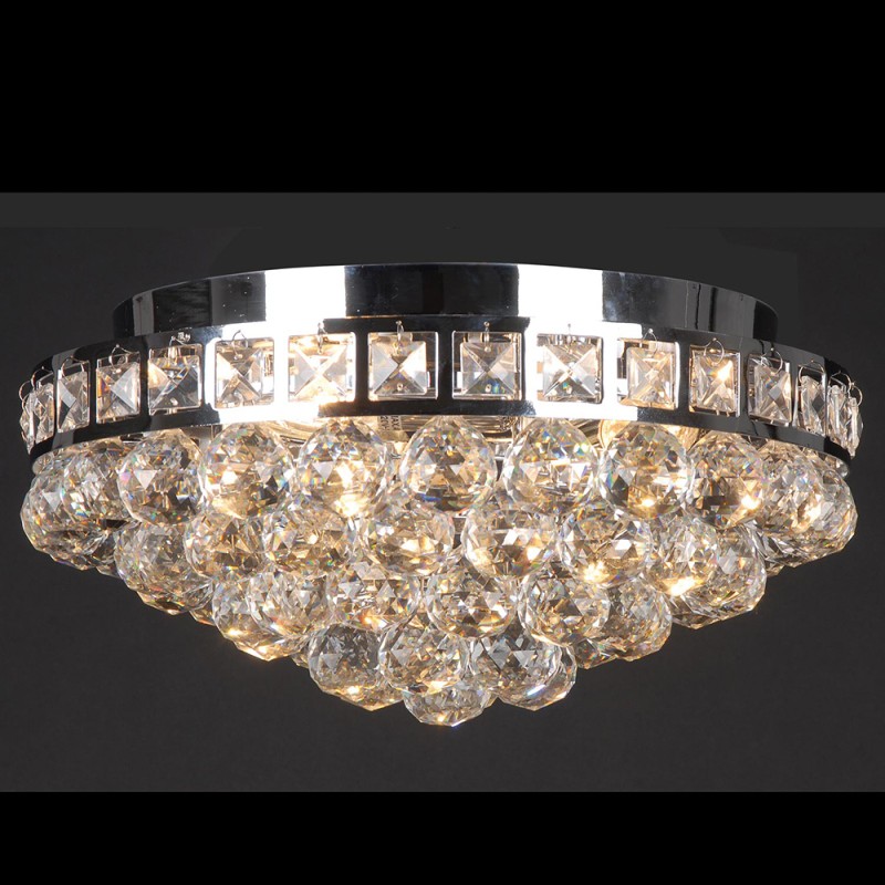LumiLamp Plafondlamp Kristal  Ø 40x20 cm  Zilverkleurig Ijzer Glas