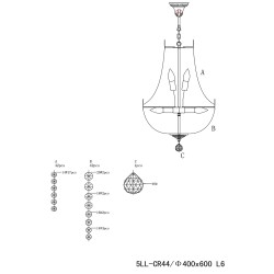 Lumilamp Chandelier Ø 40x70/184 cm Transparent Iron