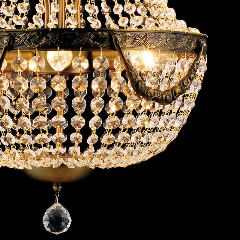 LumiLamp Lampadario Ø 40x64/184 cm  Marrone Ferro Vetro