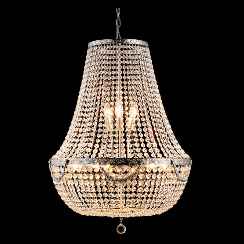 LumiLamp Kronleuchter Ø 60x85-200 cm  Silberfarbig Eisen Glas
