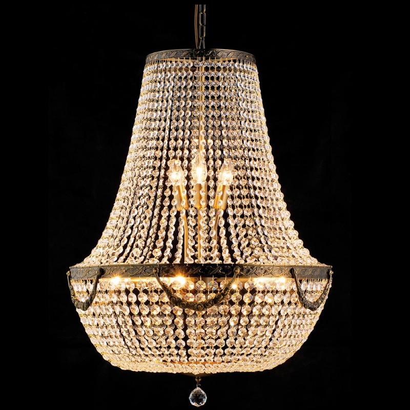 LumiLamp Lampadario Ø 60x85/200 cm  Marrone Ferro Vetro