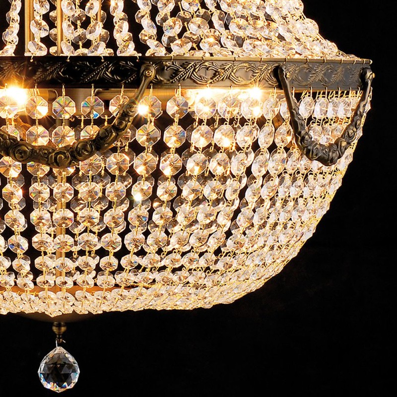 LumiLamp Lampadario Ø 60x85/200 cm  Marrone Ferro Vetro