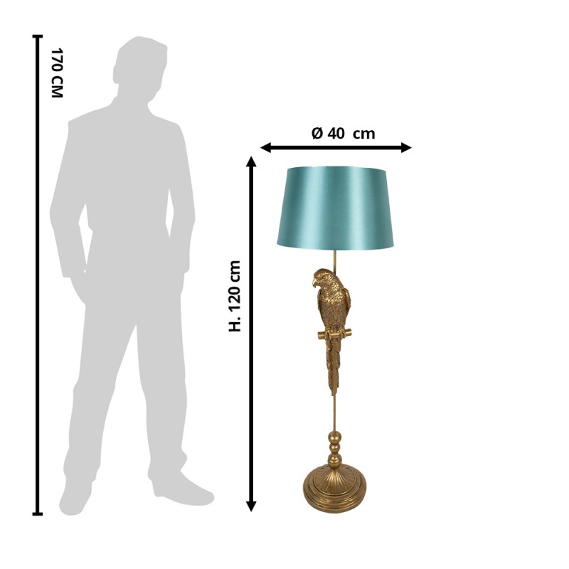 Clayre & Eef Stehlampe Papagei Ø 40x120 cm  Goldfarbig Kunststoff