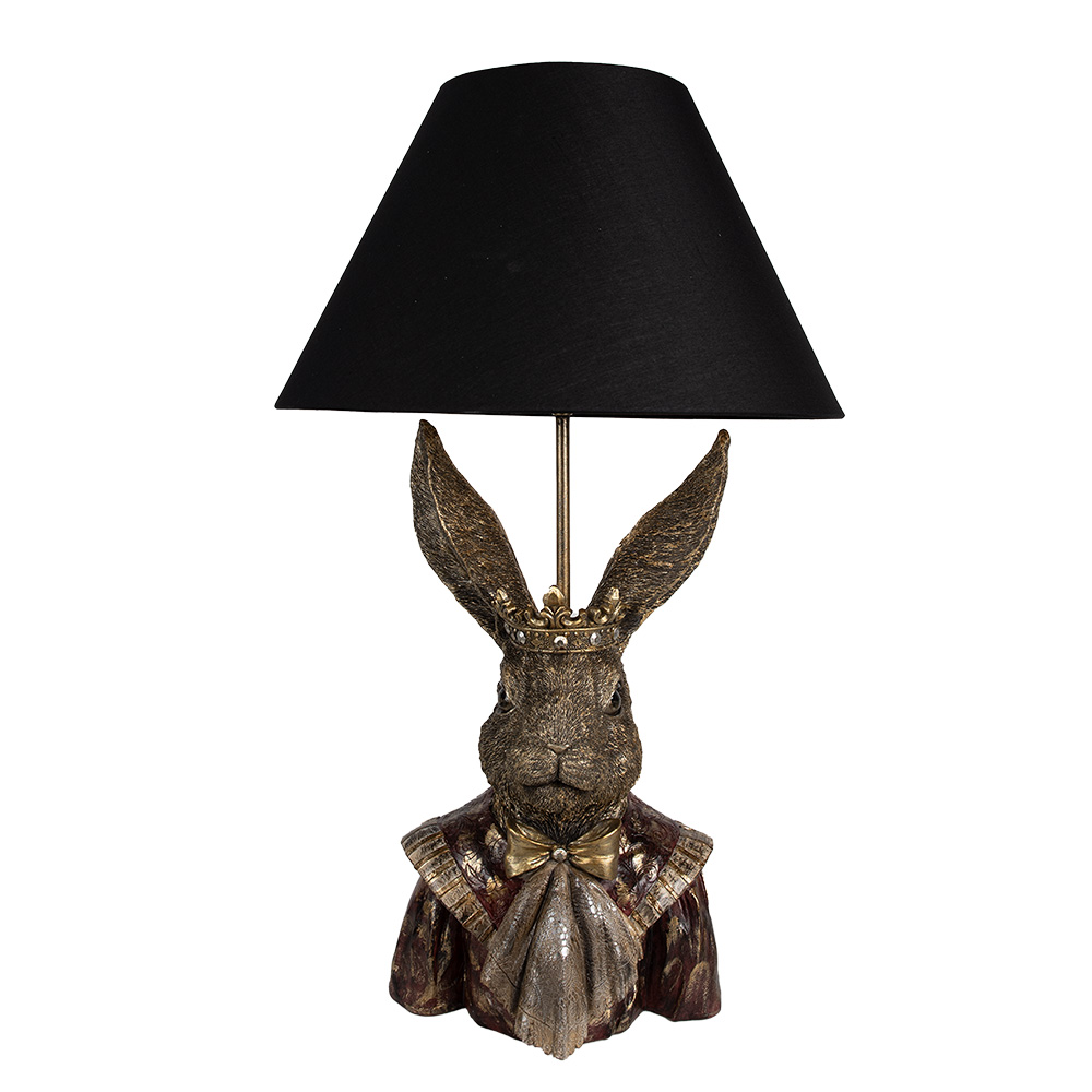 Clayre & Eef Tafellamp Konijn Ø 37x61 cm Goudkleurig Zwart Polyresin afbeelding 1