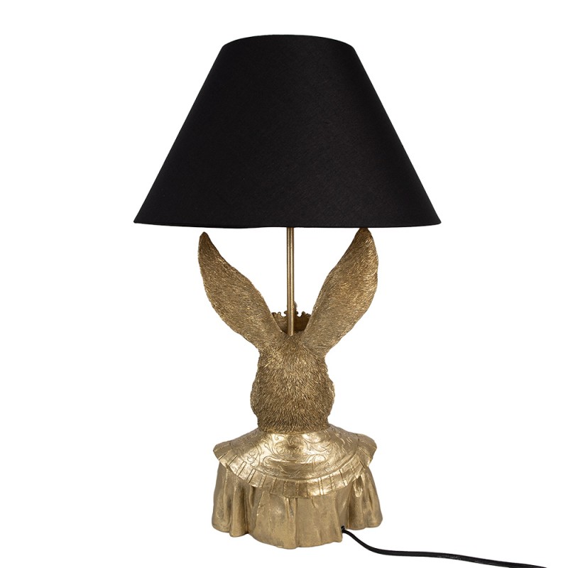 Clayre & Eef Table Lamp Rabbit Ø 37x61 cm Gold colored Black Polyresin