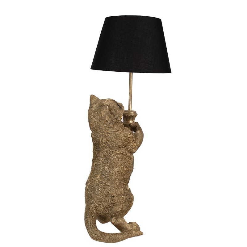 Clayre & Eef Lampe de table Chat 31x24x62 cm Couleur or Noir Polyrésine Aucune forme
