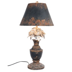 Clayre & Eef Lampada da tavolo Ø 36x73 cm  Grigio Ferro Rotondo Fiori