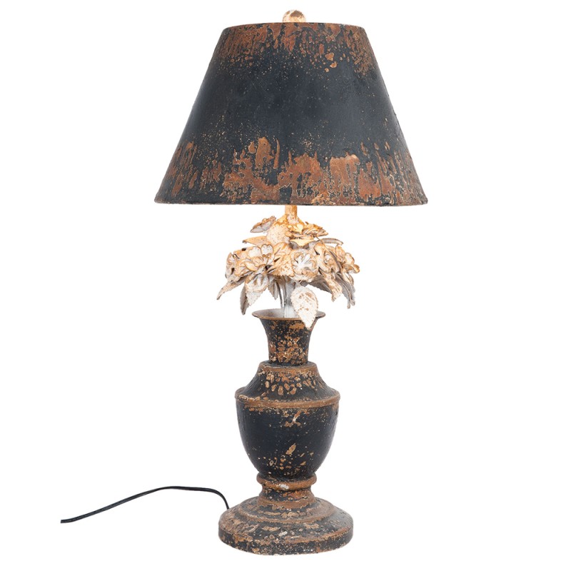 Clayre & Eef Tischlampe Ø 36x73 cm  Grau Eisen Rund Blumen