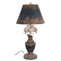 Clayre & Eef Lampe de table Ø 36x73 cm  Gris Fer Rond Fleurs
