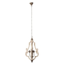 Clayre & Eef Lampada a Sospensione Ø 40x79 cm Bianco Legno