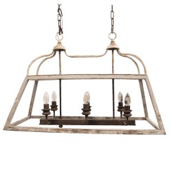 Clayre & Eef Pendant Lamp 87x35x60 cm White Brown Wood