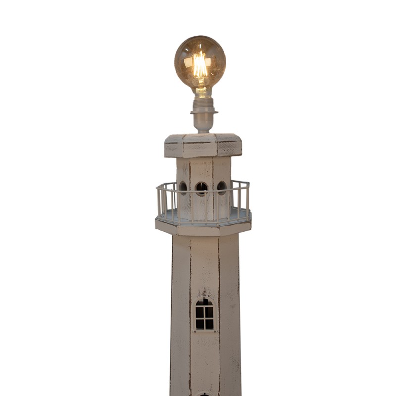 Clayre & Eef Floor Lamp Lighthouse 23x23x140 cm White Wood