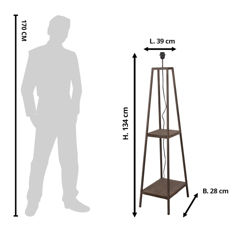Clayre & Eef Lampada da terra 39x28x134 cm Marrone Legno Ferro Quadrato