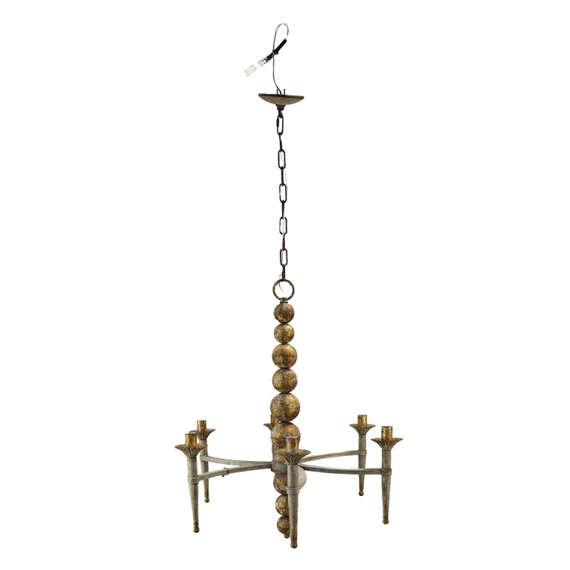Clayre & Eef Pendant Lamp 69x61x79 cm Beige Gold colored Iron Wood