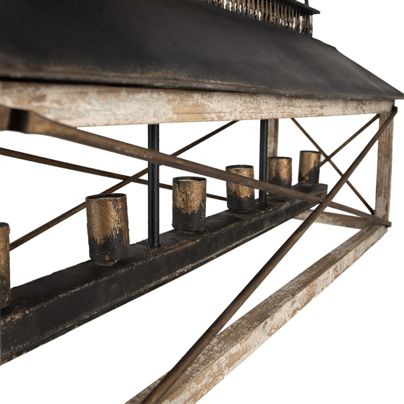 Clayre & Eef Lampes à suspension 99x30x70 cm Noir Marron Fer Bois