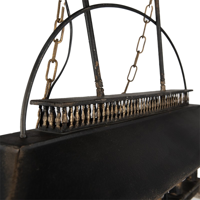 Clayre & Eef Lampes à suspension 99x30x70 cm Noir Marron Fer Bois
