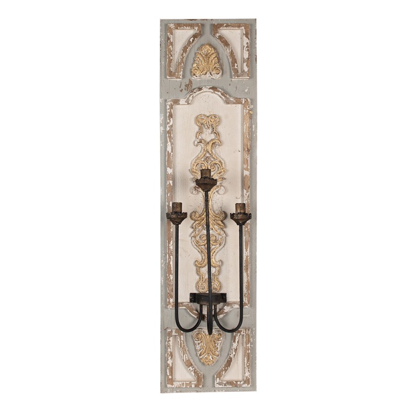 Clayre & Eef Wandlamp  31x19x120 cm Beige Grijs Hout IJzer