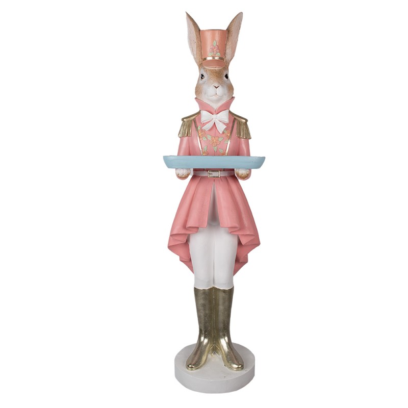 Clayre & Eef Figur Kaninchen 124 cm Braun Rosa Keramikmaterial