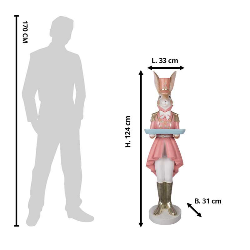 Clayre & Eef Figur Kaninchen 124 cm Braun Rosa Keramikmaterial