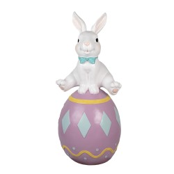Clayre & Eef Figurine Rabbit 91 cm White Purple Ceramic material