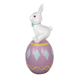 Clayre & Eef Figurine Rabbit 91 cm White Purple Ceramic material