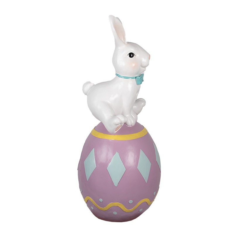 Clayre & Eef Figurine Rabbit 91 cm White Purple Ceramic material