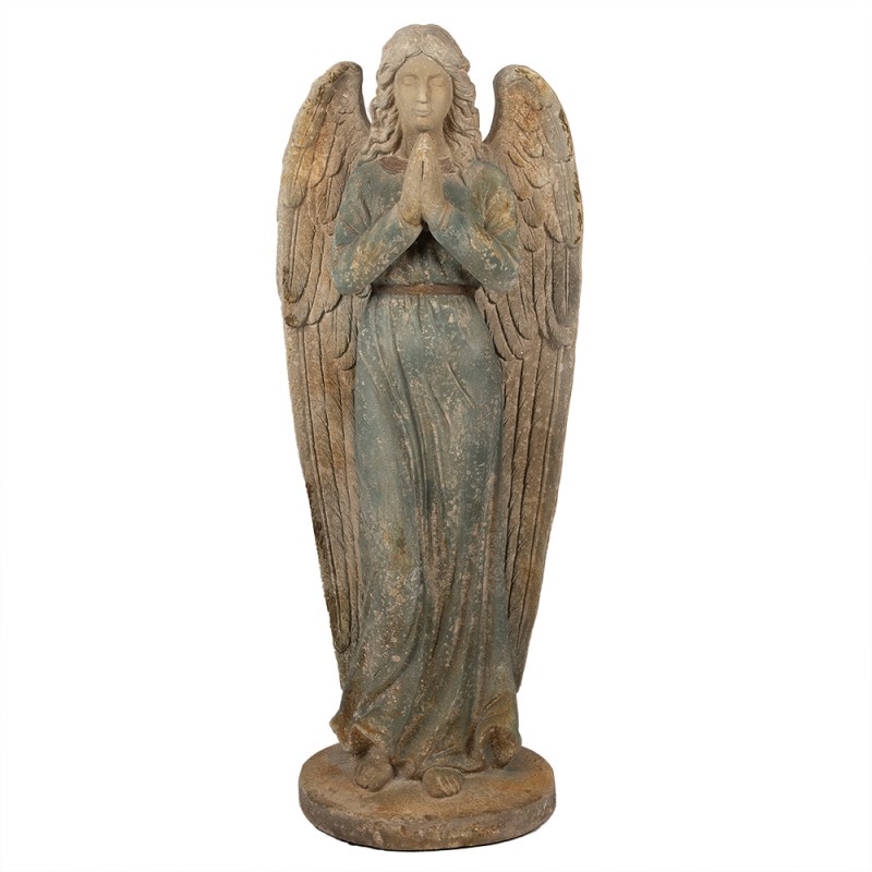 Clayre & Eef Statuetta decorativa Angelo 119 cm Verde Beige Materiale ceramico