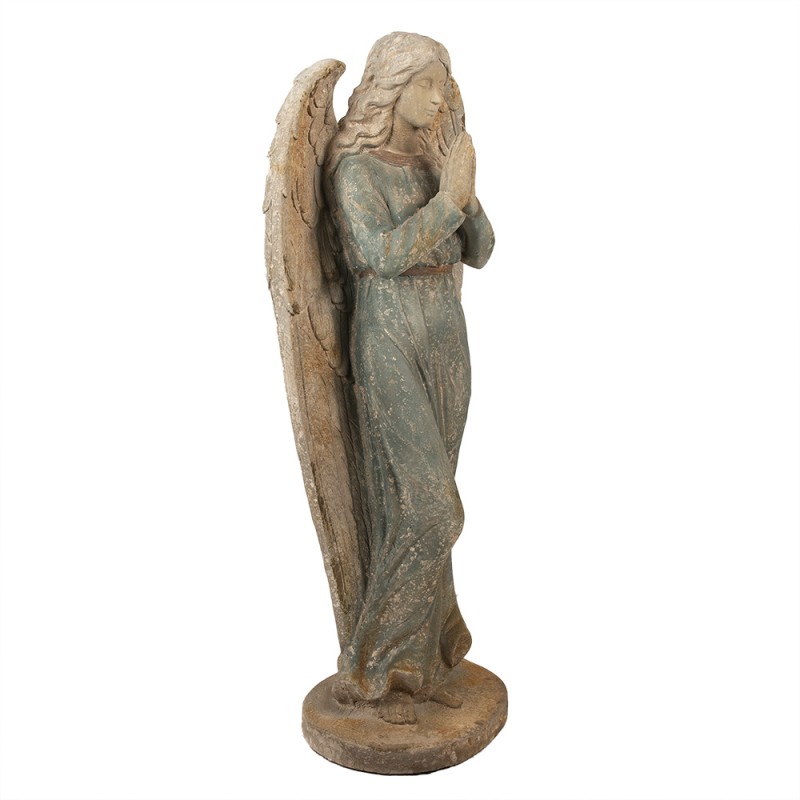 Clayre & Eef Statuetta decorativa Angelo 119 cm Verde Beige Materiale ceramico