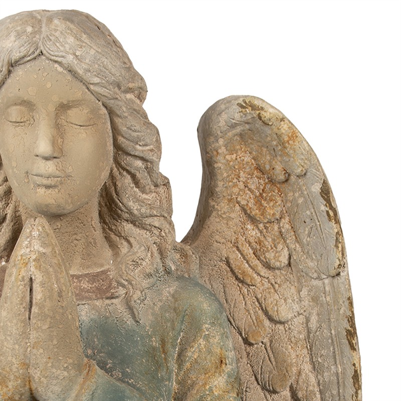 Clayre & Eef Statuetta decorativa Angelo 119 cm Verde Beige Materiale ceramico