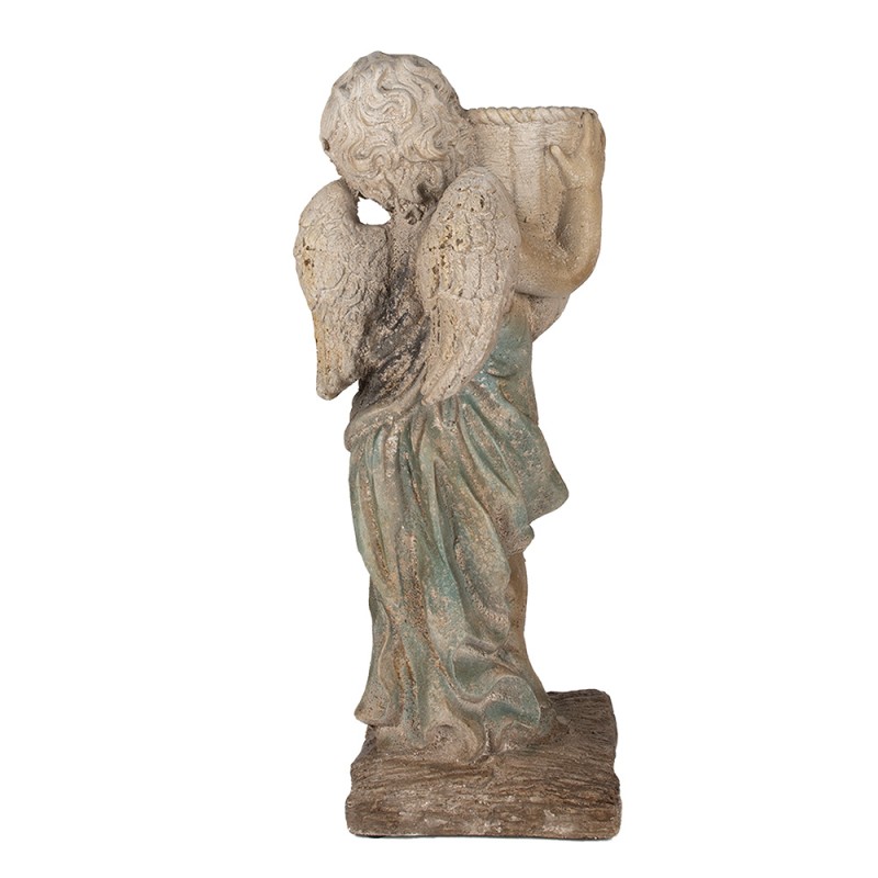 Clayre & Eef Statuetta decorativa Angelo 58 cm Verde Beige Materiale ceramico