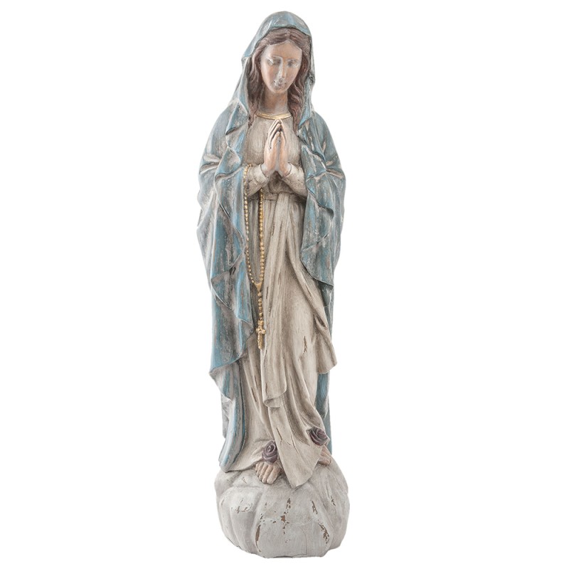 Clayre & Eef Beeld Maria 78 cm Beige Blauw Polyresin